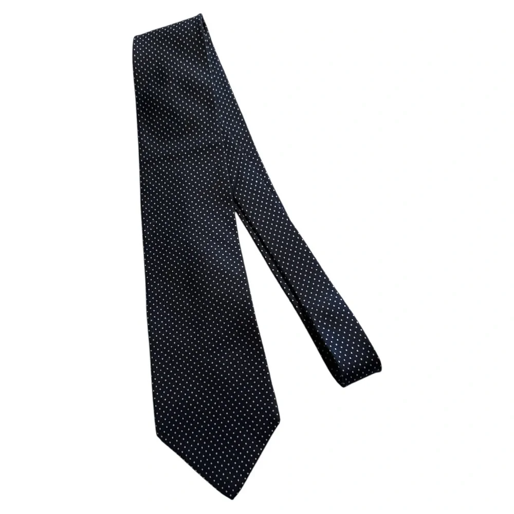 Bert Pulitzer Vintage Silk‎ Tie Navy White Polka Dots Classic Suiting Office